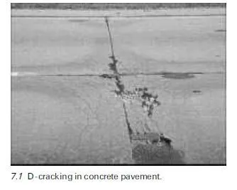 7.1 D-cracking in concrete pavement.