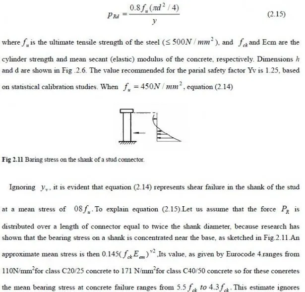 Fig 2.11 Baring stress on the shank of a stud connector
